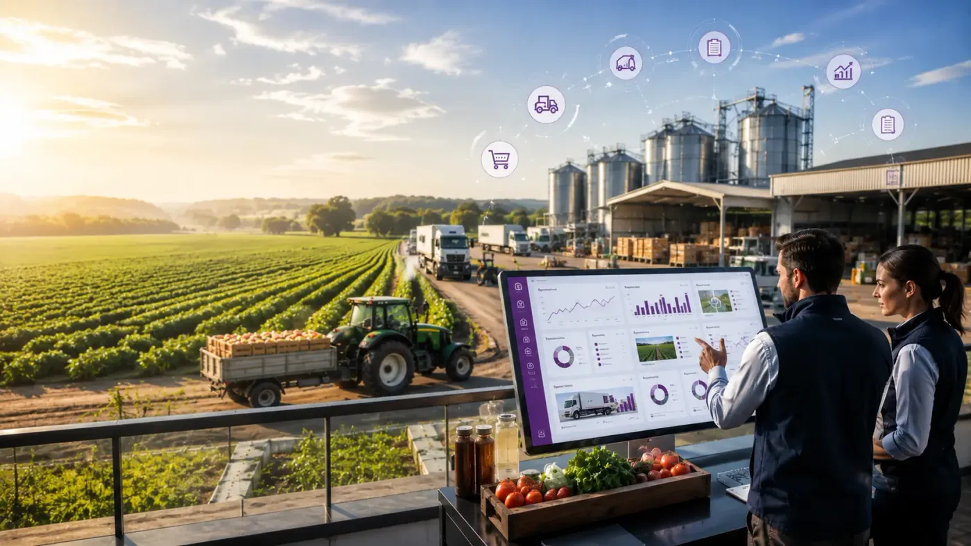 Odoo ERP for agriculture — an agricultural produce handling and grading operation tracked in Odoo ERP