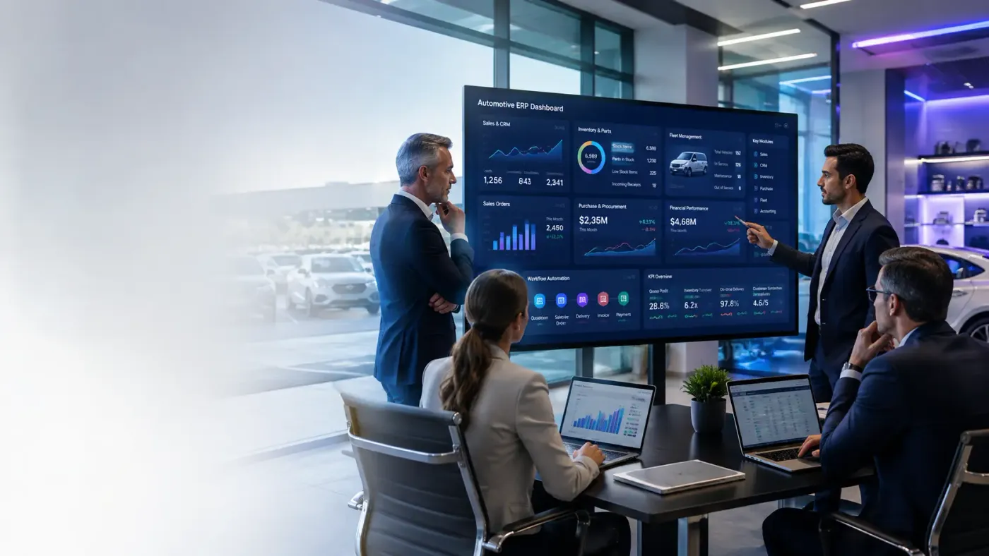 Odoo ERP for automotive — an ERP dashboard in use in the automotive sector