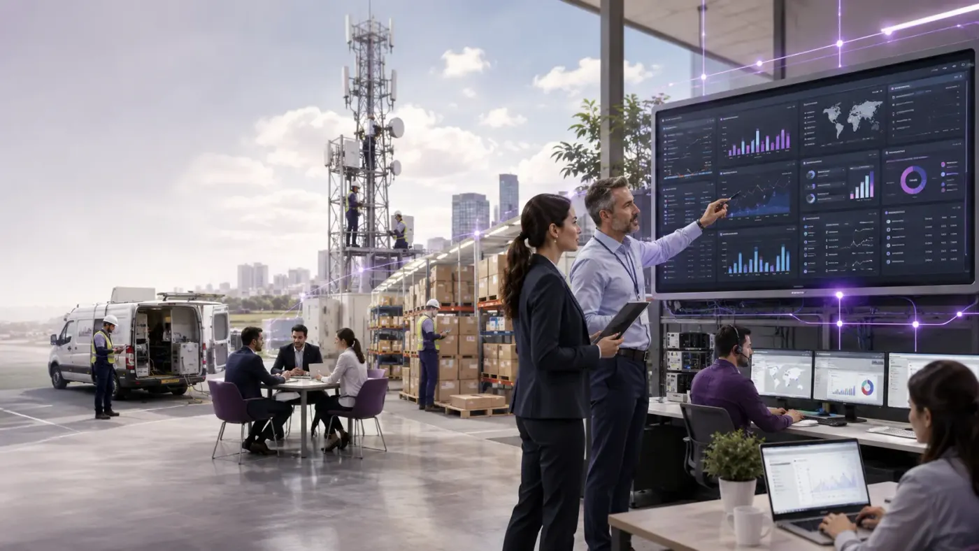 Odoo ERP for telecommunications — a telecom and network services operation managing subscribers and field work in Odoo ERP