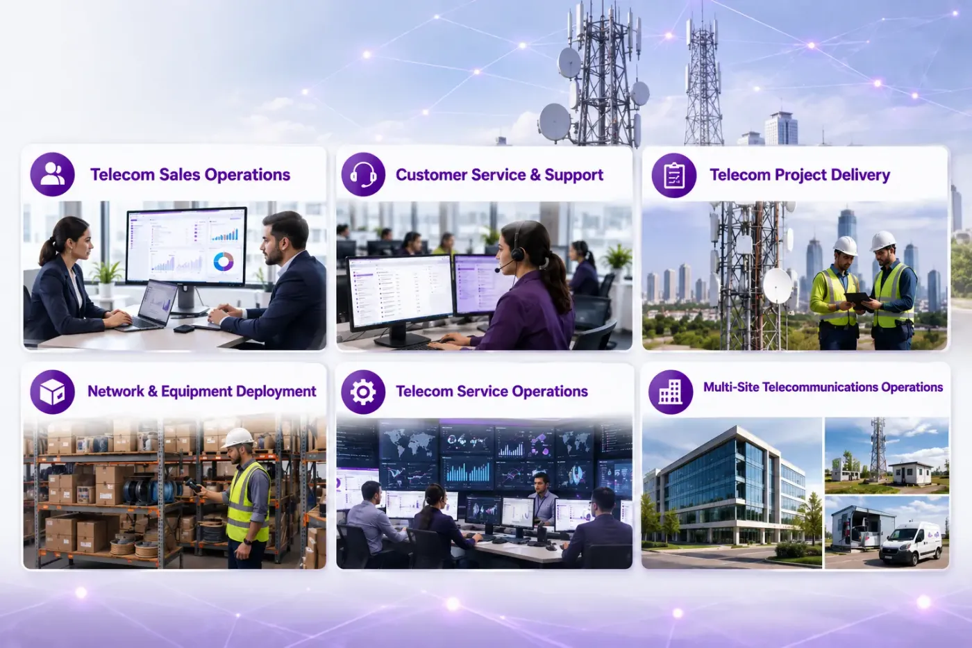 Odoo ERP configured for different telecommunications business models