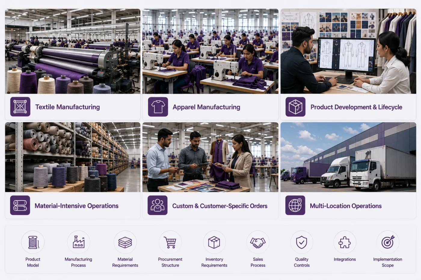 Odoo ERP configured for different textile & apparel business models