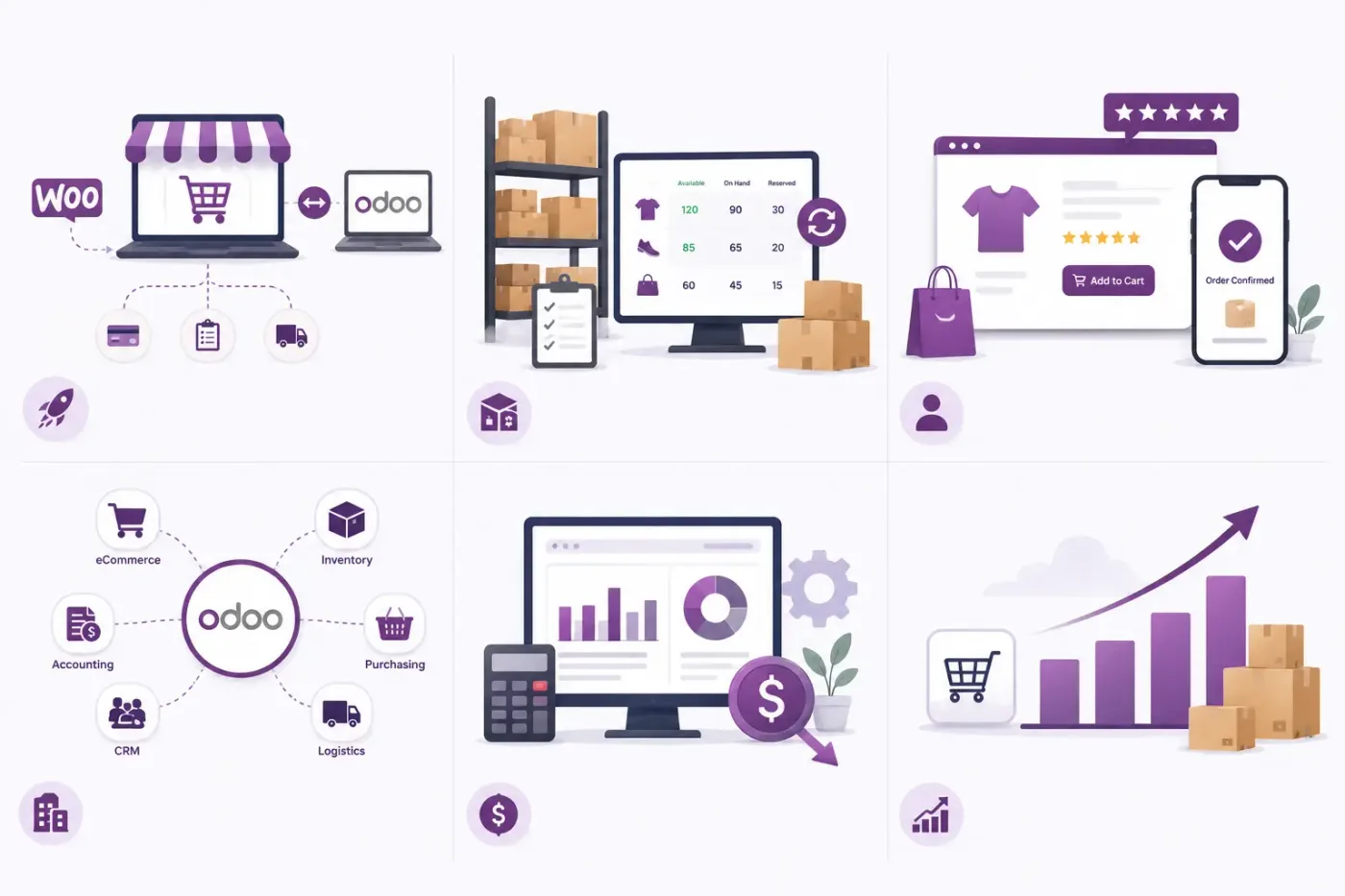 Odoo woocommerce integration showing synchronised records between the two systems