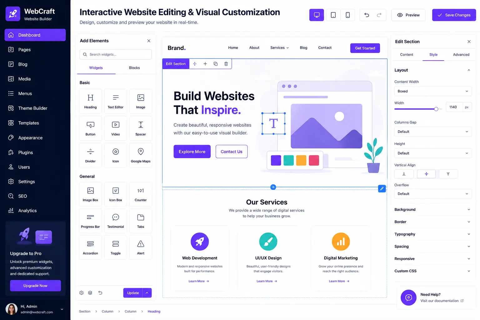 Interactive Website Editing & Visual Customization