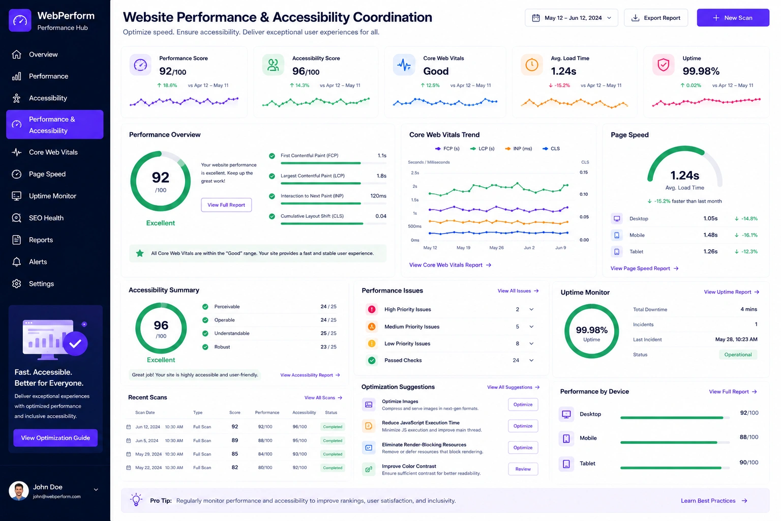 Website Performance & Accessibility Coordination