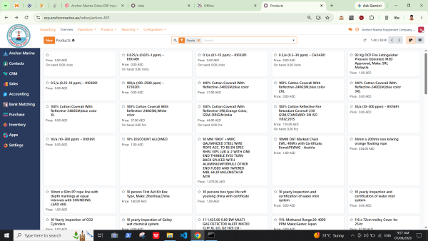 Odoo Inventory operations screen