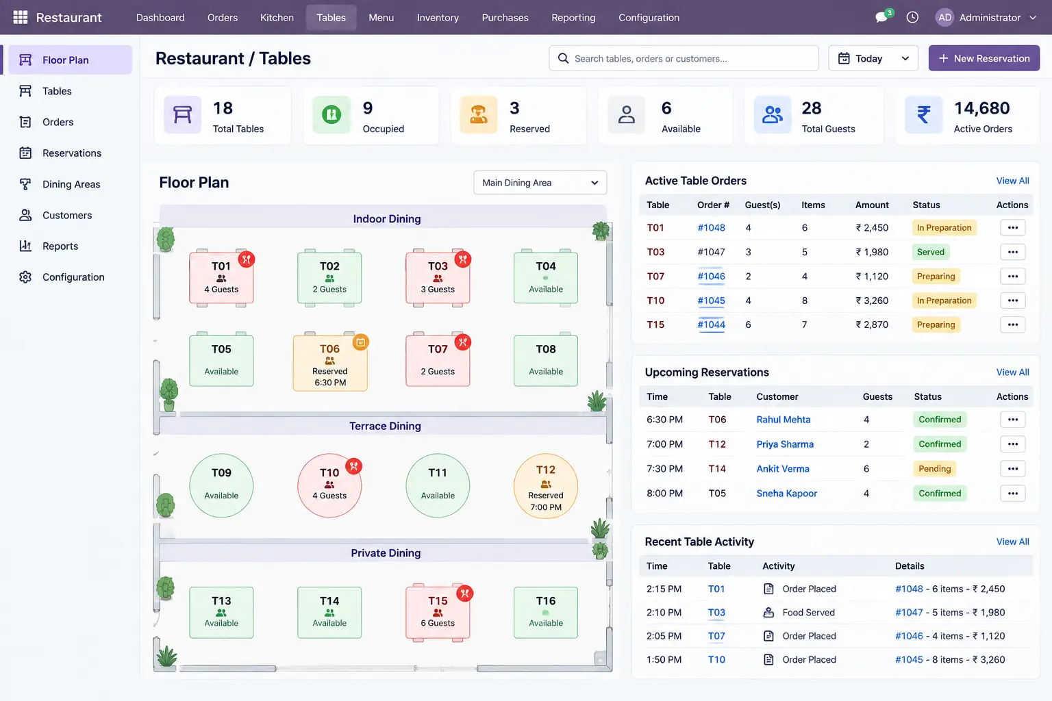 Odoo-Restaurant-Table-Management