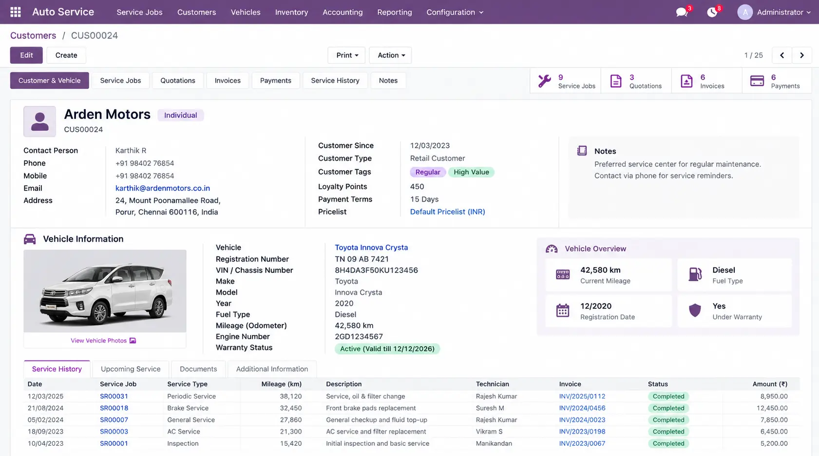 Odoo-erp-Customer-Vehicle-Records