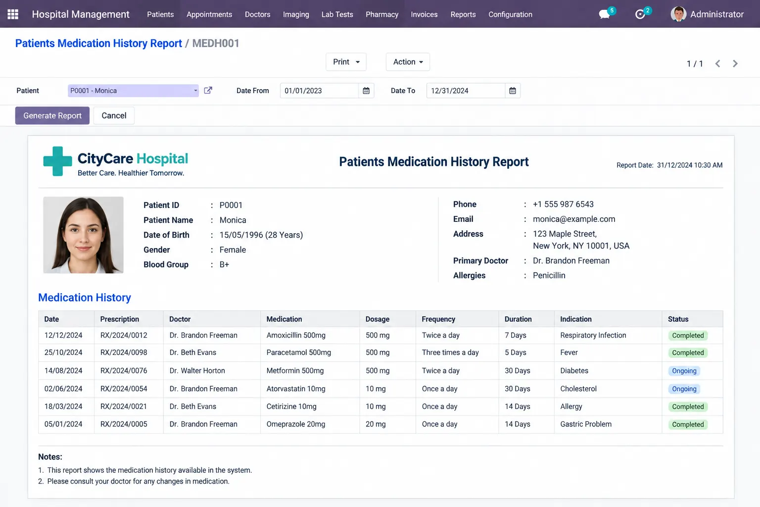 Patients-Medication-History-Report